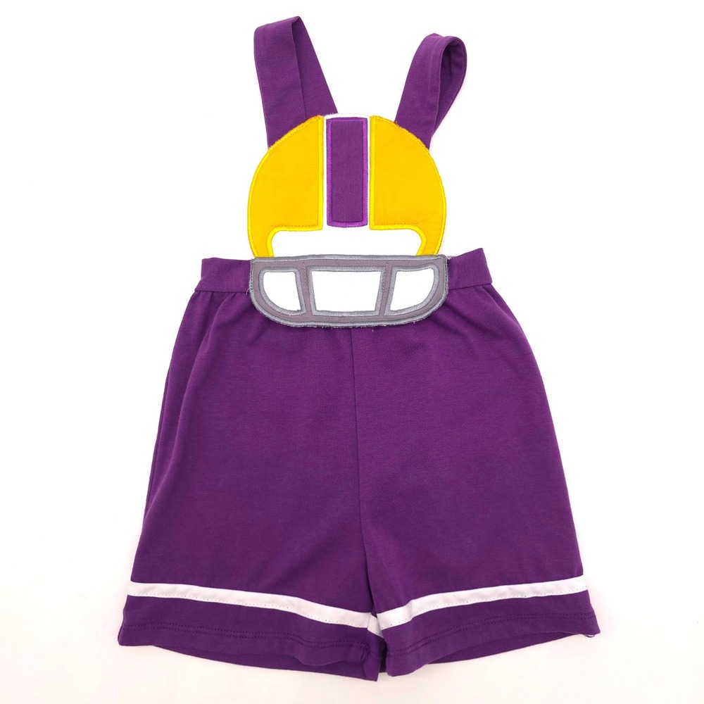 Meghan's Closet Overall Shorts Toddler Purple Football Helmet Applique 18-24M